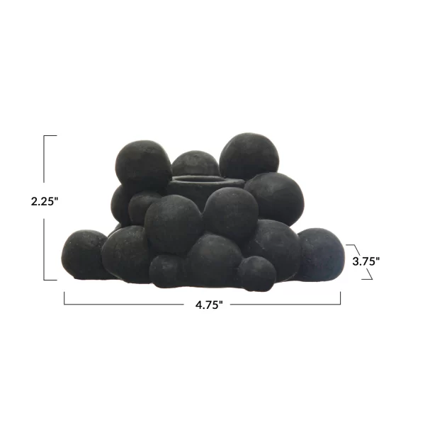 Stoneware Formed Taper Holder, Matte Black - Imagen 2