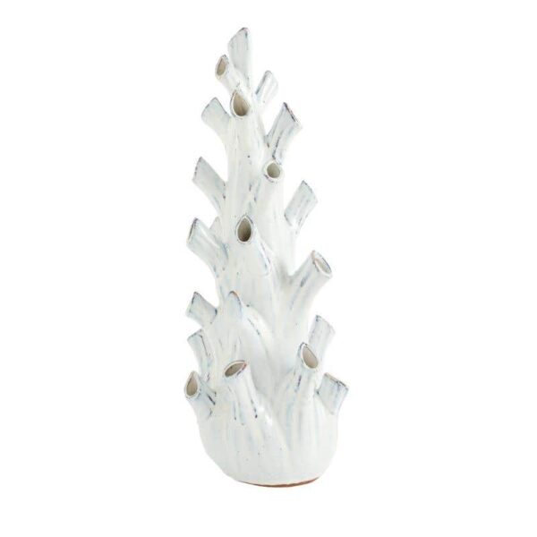 Escultura de Ceramica Coral Blanco-Celeste